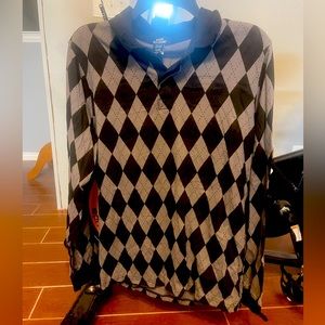 Hot Topic/Social Collision Black & Gray diamond pattern long sleeve, worn once.